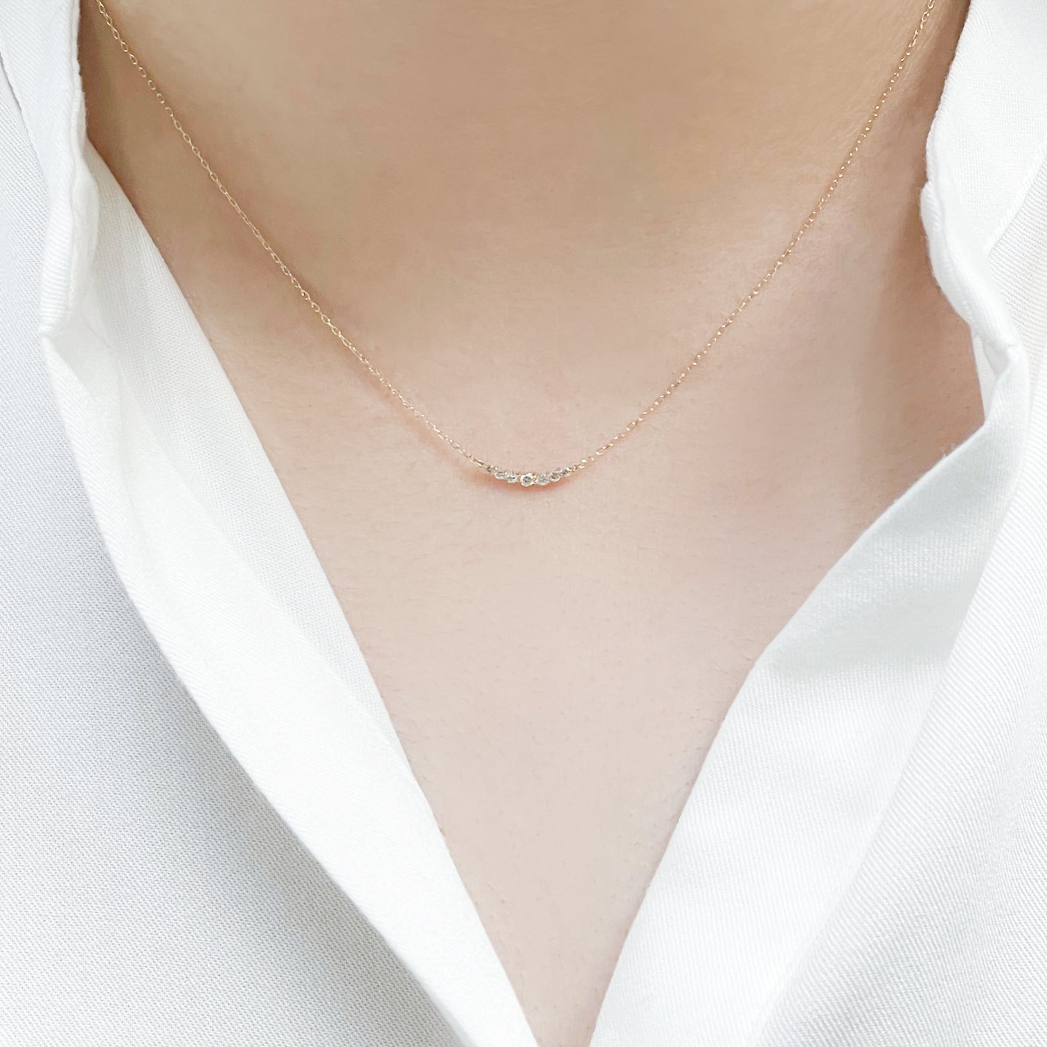 K10 ホワイトゴールド/イエローゴールド ダイヤモンド ネックレス0.08ct