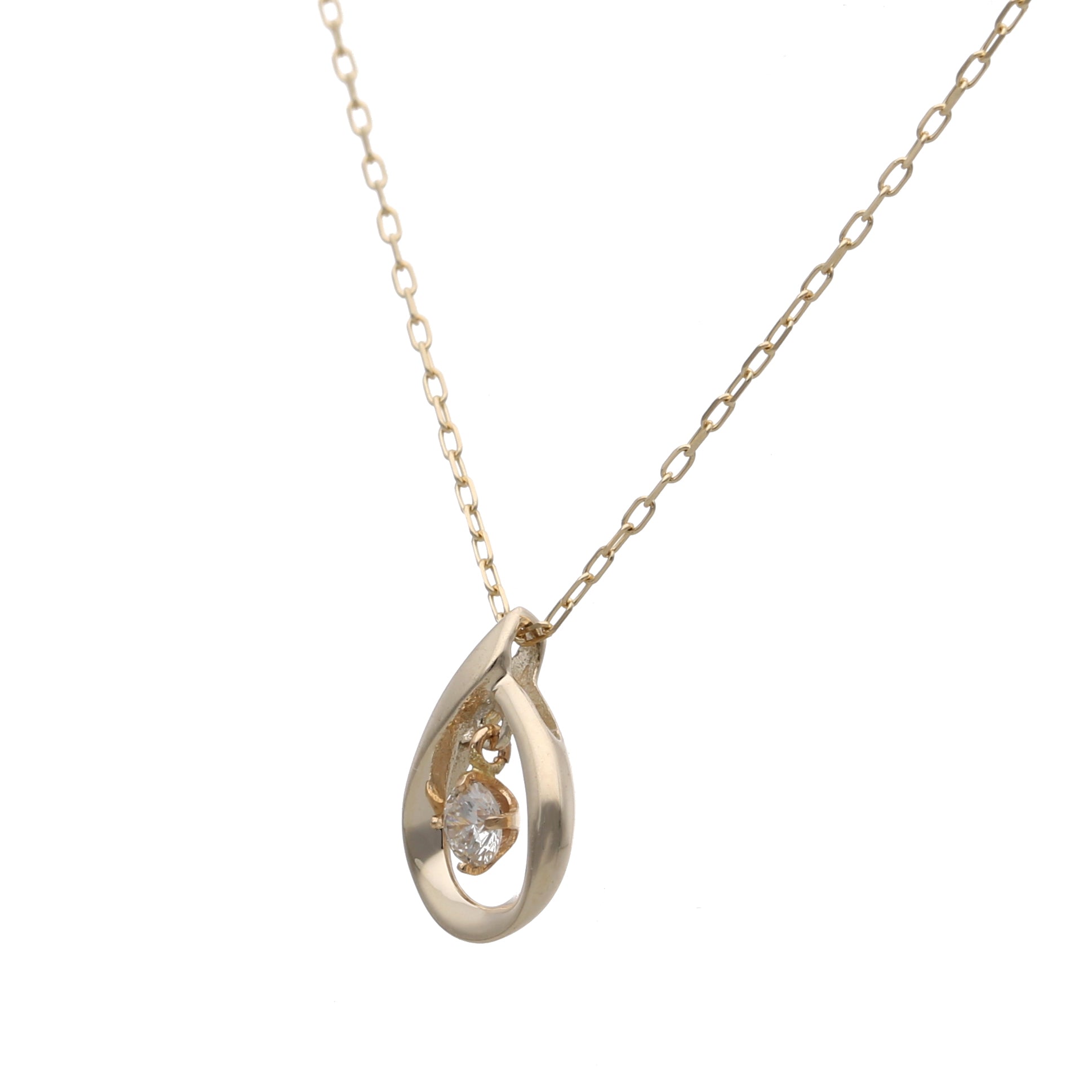 K10 ティアドロップダイヤモンド0.06ct ネックレス