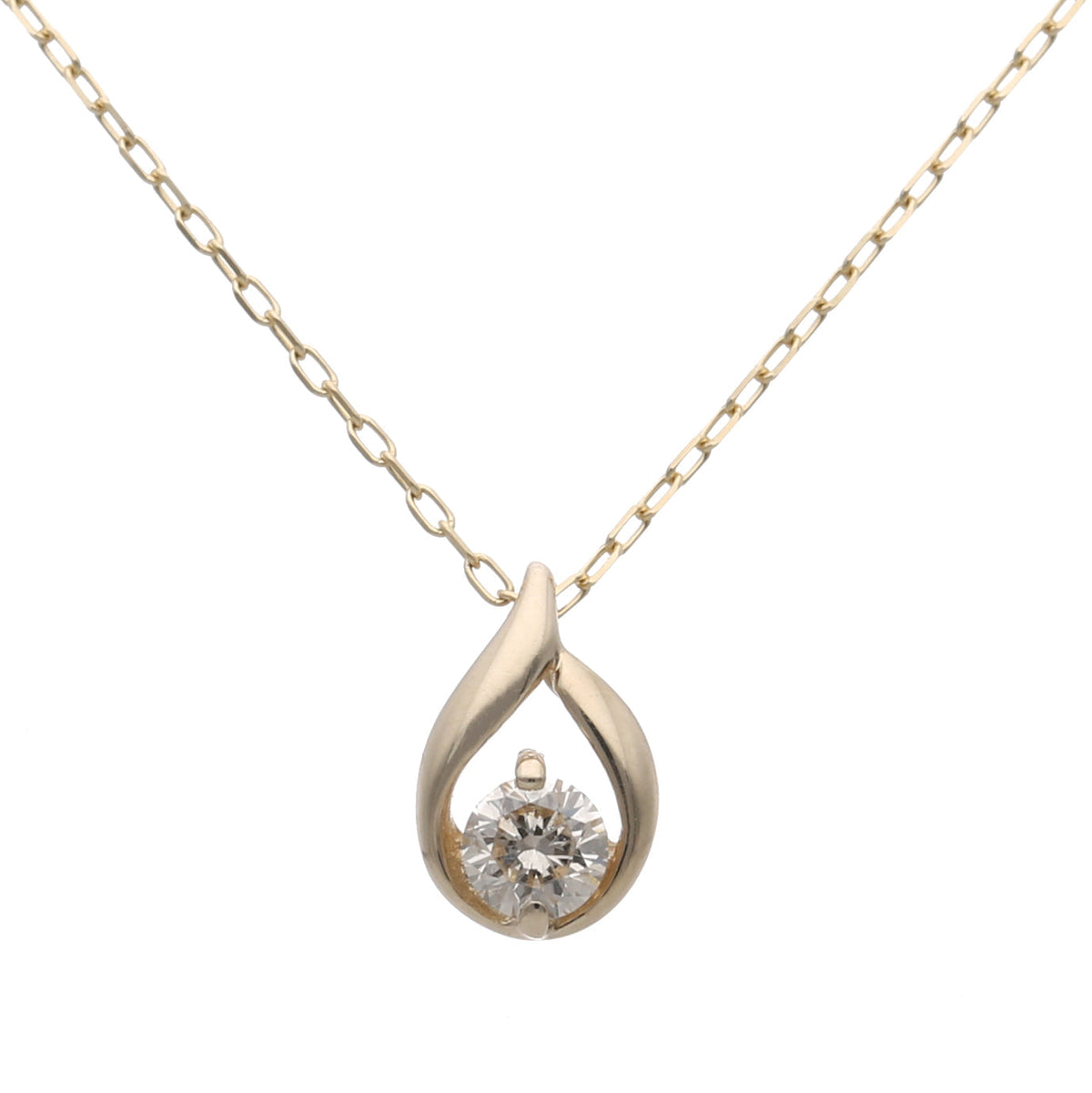 K10 ソリティアドロップ ダイヤモンド0.10ct ネックレス 