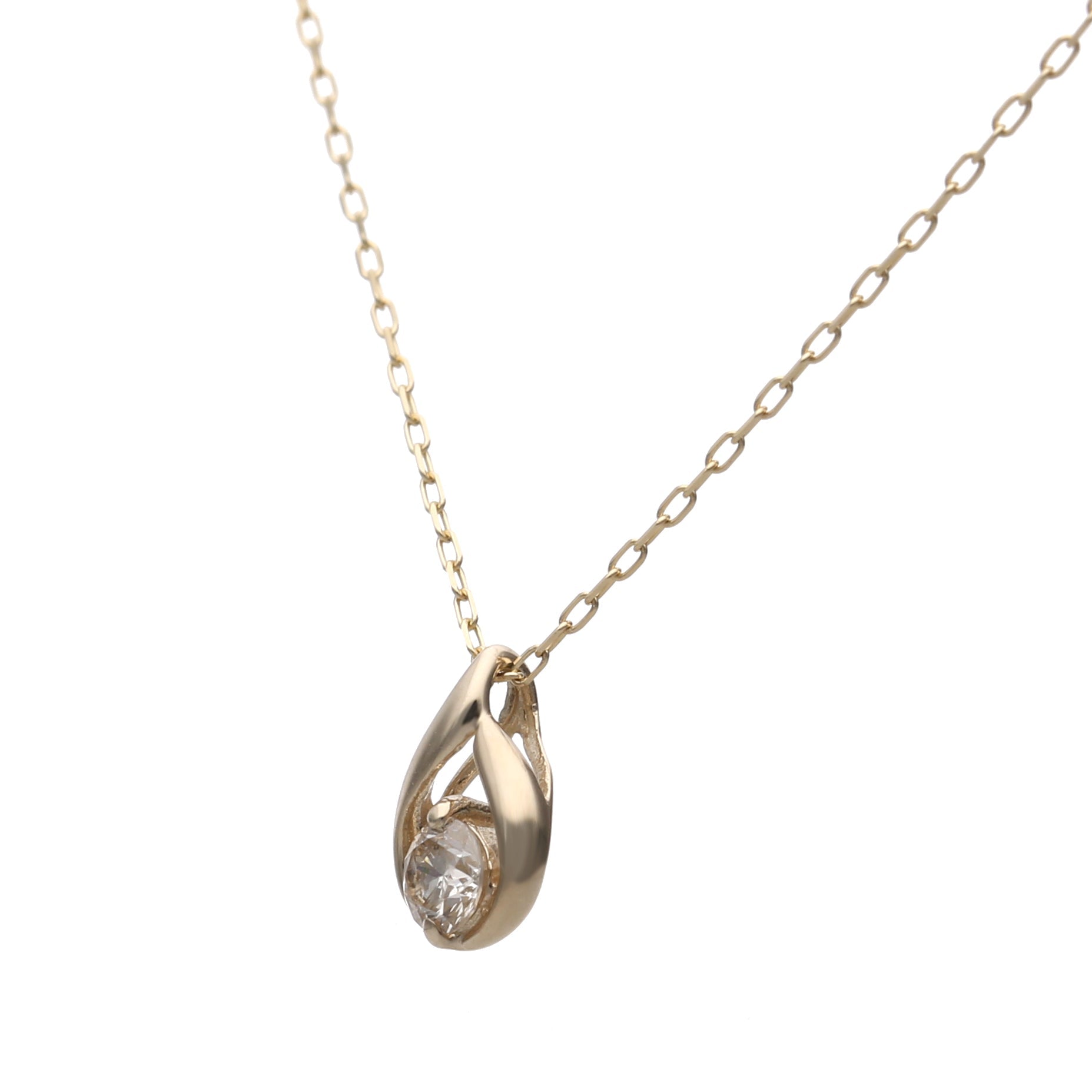 K10 ソリティアドロップ ダイヤモンド0.10ct ネックレス