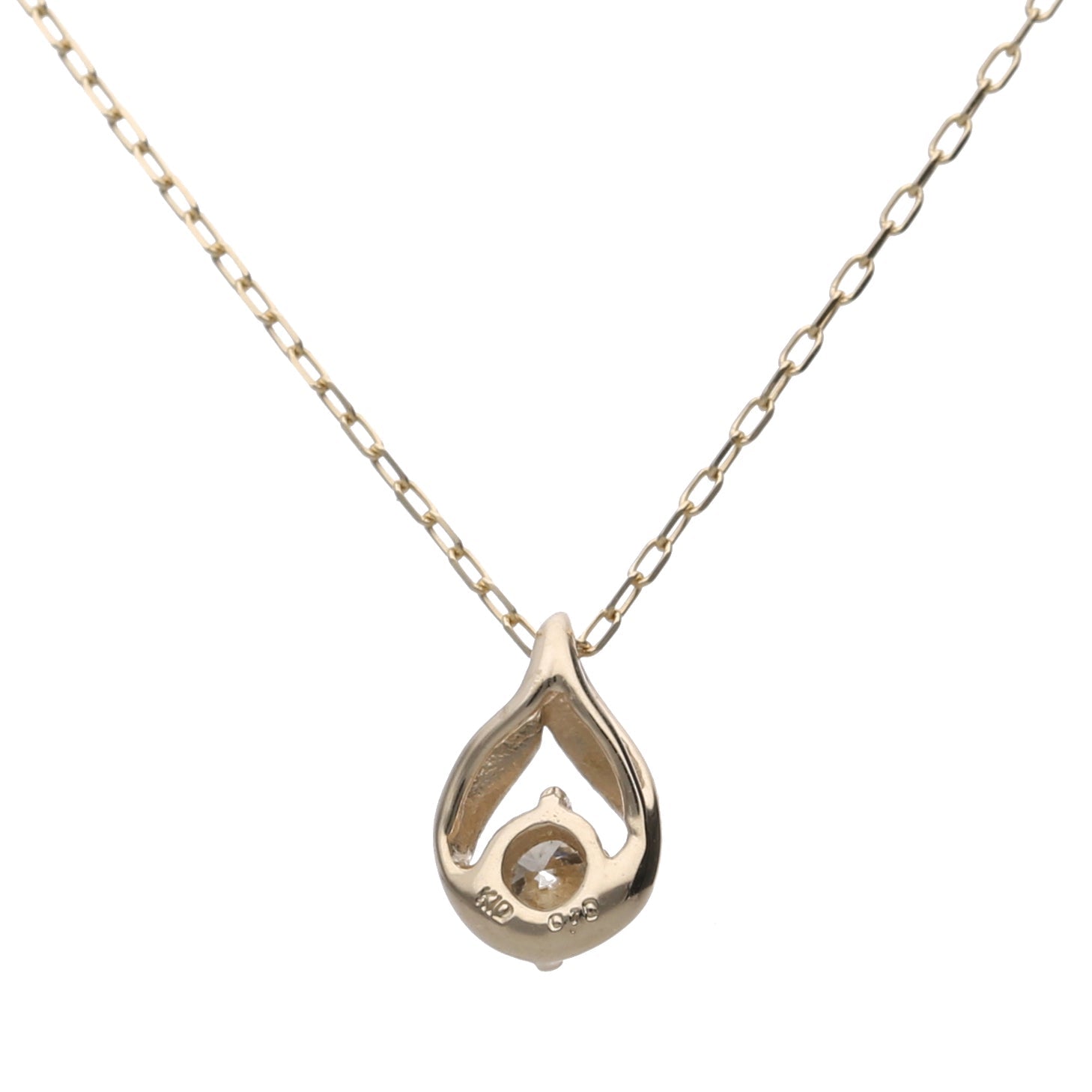 K10 ソリティアドロップ ダイヤモンド0.10ct ネックレス